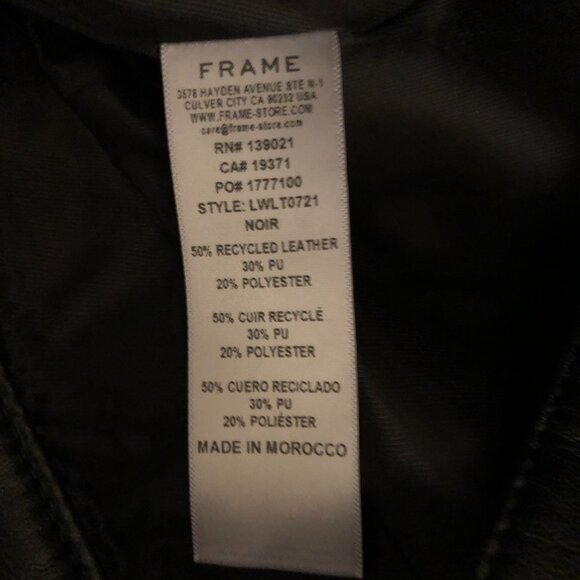 FRAME BLACK LE JANE CROP RECYCLED LEATHER JEANS 23 (XXS) NWOT - Picture 8 of 8